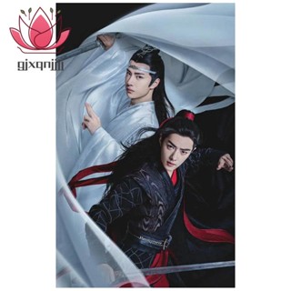 สติกเกอร์ปักครอสติชคริสตัล รูป Wei Wuxian Lan Wangji สําหรับตกแต่งบ้าน