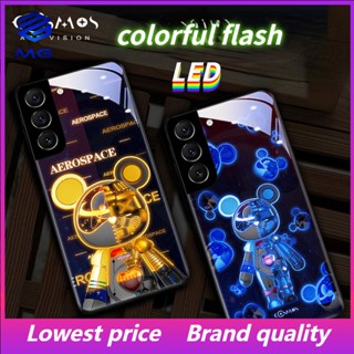 Mg เคสโทรศัพท์มือถือแบบแก้ว พร้อมไฟ LED สําหรับ Samsung S23ULTRA S23Plus S21Plus S22Plus S22ULTRA S20PLUS A53 A73 A12 A14 A72 A71 A52 A51 A32 A21S NOTE10 10Plus NOTE20ultra beer 01