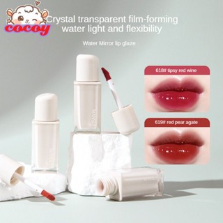 cocoy 【พร้อมส่ง】 Mansly Mirror Water Light Lip Glaze Glass Doodle Lip Moisturizing Long-last White Color Silky Lipstick