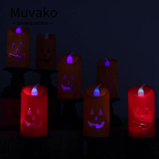 Muvako 12 ชิ้น ฟักทอง LED, ไฟเทียนฟักทองพลาสติก, เชิงเทียนไฟกลางคืน สีส้ม สร้างสรรค์