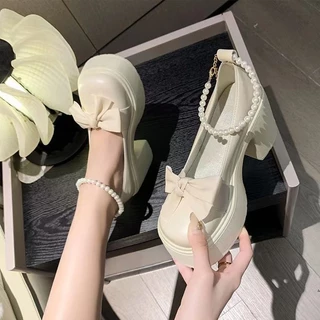 พร้อมส่ง รองเท้าแมรี่แจน หัวกลม รองเท้าหนังน่ารัก
