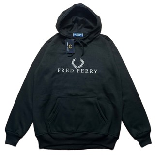 เสื้อแจ็กเก็ตมีฮู้ด ปักลายโลโก้ Fred FERRY BIG สีดํา