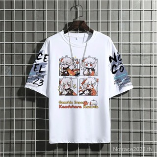 ★Genshin Impact★เสื้อยืดแขนสั้น คอกลม ทรงหลวม ลาย Kazuha &amp; Raiden Shogun สําหรับนักเรียน