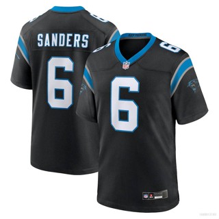 เสื้อกีฬาแขนสั้น ลายทีมชาติฟุตบอล HQ1 NFL Carolina Panthers Game Jersey Miles Sanders สีดํา QH1