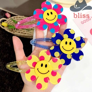 BLISS กิ๊บติดผม อะคริลิค ทรงกลม ลายจุดหน้ายิ้ม สีแคนดี้ แฟชั่นสไตล์เกาหลี สําหรับผู้หญิง