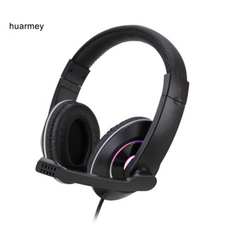 Huarmey SY722 ชุดหูฟังสเตอริโอเล่นเกม แบบใช้สาย ลดเสียงรบกวน พร้อมไฟ RGB 35 มม. สําหรับคอมพิวเตอร์