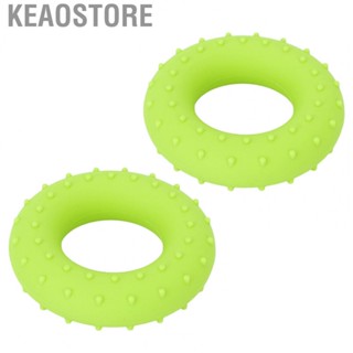 Keaostore Grip Strength Ring  Arm Exercising Green 2pcs Hand Exerciser O Shape Solid Silicone High Elasticity for Outdoor Play