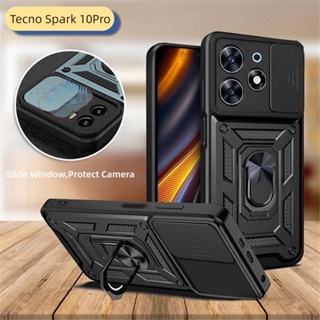 เคสโทรศัพท์มือถือแบบแข็ง กันรอยเลนส์กล้อง พร้อมแหวนขาตั้ง สําหรับ Tecno Spark 10 pro 10 C 10pro 10C Spark10 pro Spark10pro Spark10C 4G 2023