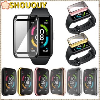 SHOUOUY ฝาครอบ ชุบ กันชน กันรอยหน้าจอ TPU สําหรับ Honor Band 6 Huawei Band 6