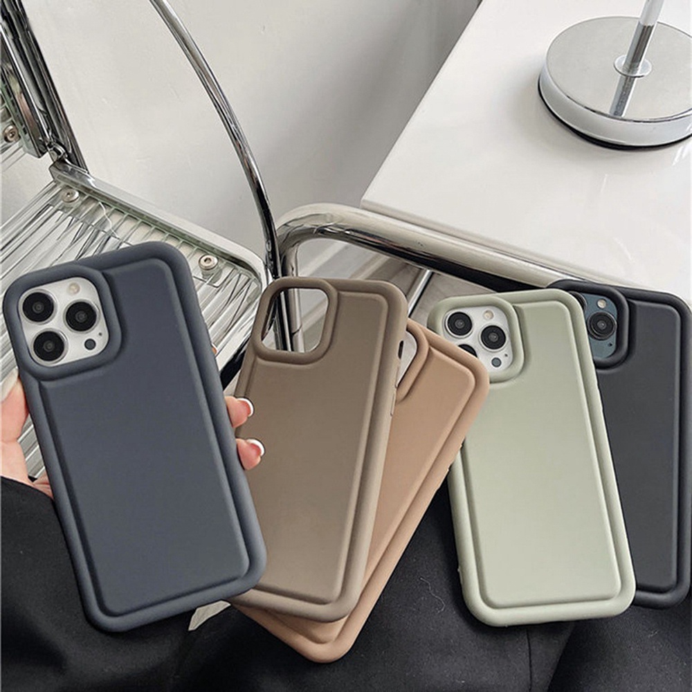 เคสโทรศัพท์มือถือ แบบนิ่ม สีกากี สําหรับ for iPhone 15 14 13 12 11 Pro Max X XR XS Max 6 7 8 Plus SE