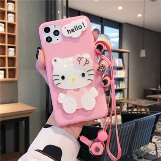 เคสโทรศัพท์มือถือ ลายการ์ตูนคิตตี้ พร้อมกระจก และสายคล้อง สําหรับ POCO F5 M4 X5 X4 X3 Pro F3 M4 M3 X3 GT Xiaomi 13 Lite 12 Pro 12T 10T 11T 8 11 Lite 5G NE Redmi 8A 6 Pro