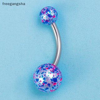 [FREG] 5PCS Trendy Painted Navel Ring Sexy Belly Ring Set Creative Acrylic Ball Belly Button Ring Stainless Steel Body  Jewelry FDH