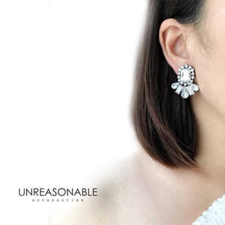 ต่างหู Crystal ต่างหูคลิป ต่างหูก้านเงินแท้ น้ำหนักเบา สวยใส่สบาย Unreasonable Accessories UA0554-01