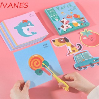 Ivanes สมุดตัดกระดาษ รูปสัตว์น่ารัก แฮนด์เมด DIY ของเล่นเสริมการเรียนรู้ สําหรับเด็ก 120 ชิ้น ต่อชุด