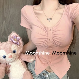 Moon  เสื้อครอป เสื้อแฟชั่นผู้หญิง y2k สีพื้น สําหรับผู้หญิง ใส่ไปคลับ ปาร์ตี้ 2023 NEW 23070706 รุ่นใหม่ Stylish Comfortable Beautiful A29J12G 36Z230909