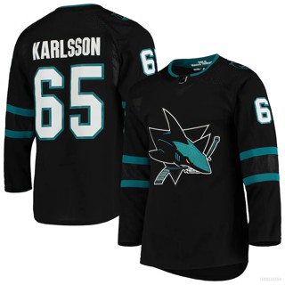 Hq1 NHL เสื้อยืดแขนยาว พิมพ์ลาย San Jose Sharks Jersey Erik Karlsson พลัสไซซ์ QH1