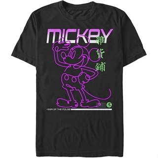 เสื้อยืดแขนสั้น พิมพ์ลาย Disney Mickey Street Glow ขนาดใหญ่ สไตล์คลาสสิก สําหรับผู้ชาย