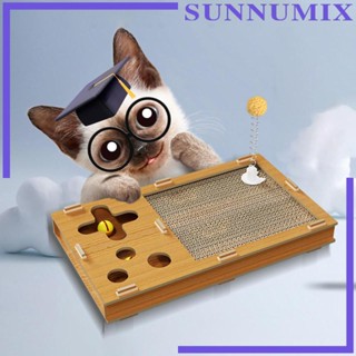 [Sunnimix] แผ่นกระดาษแข็ง ป้องกันรอยขีดข่วน พร้อมกระดิ่งลูกบอล ของเล่นสําหรับแมว