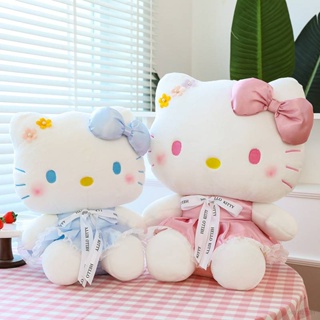 SANRIO ตุ๊กตายัดนุ่น รูปการ์ตูน Hello Kitty ขนาด 65 ซม. ประดับโบว์ ดอกไม้ ของเล่นสําหรับเด็ก