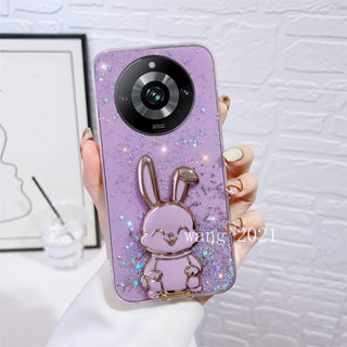 พร้อมส่ง ใหม่ เคสโทรศัพท์มือถือ ซิลิโคนนิ่ม ลายดาว ประดับเลื่อม พร้อมขาตั้งกระต่ายน่ารัก แวววาว สําหรับ Realme11 Pro Realme 11 Pro + Plus 5G 2023 Realme 11 Pro+ 5G