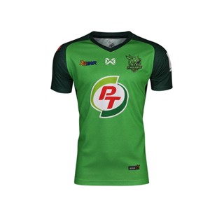 เสื้อกีฬาแขนสั้น ลายทีมชาติฟุตบอล WARRIX PT Prachuap FC 2023 | Wa-18pt51m -สีเขียว สีดํา