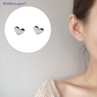 [WillBesugarT] ต่างหูสตั๊ด รูปหัวใจ ขนาดเล็ก สีทอง สีเงิน สไตล์เกาหลี เรียบง่าย เครื่องประดับ สําหรับผู้หญิง 1 คู่ [ใหม่]