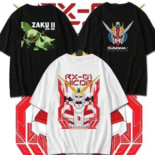 Star Product Classic Anime Mobile Suit Gundam เสื้อยืดผ้าฝ้ายยูนิคอร์นแขนสั้นผู้ชายฤดูร้อนใหม่