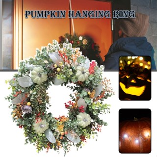 Fall Door Wreath Pumpkin Eucalyptus Leaves Autumn Wreath Thanksgiving Decoration