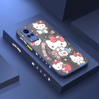 สําหรับ VIVO X60 X60 Pro เคสการ์ตูน Hello Kitty รูปแบบ บาง ขอบสี่เหลี่ยม ดีไซน์ใหม่ กันกระแทก ฝ้า ใส เคสโทรศัพท์แข็ง