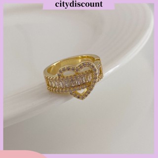 &lt;citydiscount&gt; แหวนเพทาย ฝังเพทาย รูปหัวใจ เครื่องประดับแฟชั่น สําหรับผู้หญิง