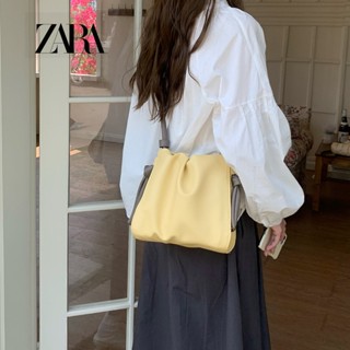 Zara Niche กระเป๋าสะพายไหล่ ทรงบักเก็ต แบบนิ่ม สีคอนทราสต์ แฟชั่นสําหรับสตรี