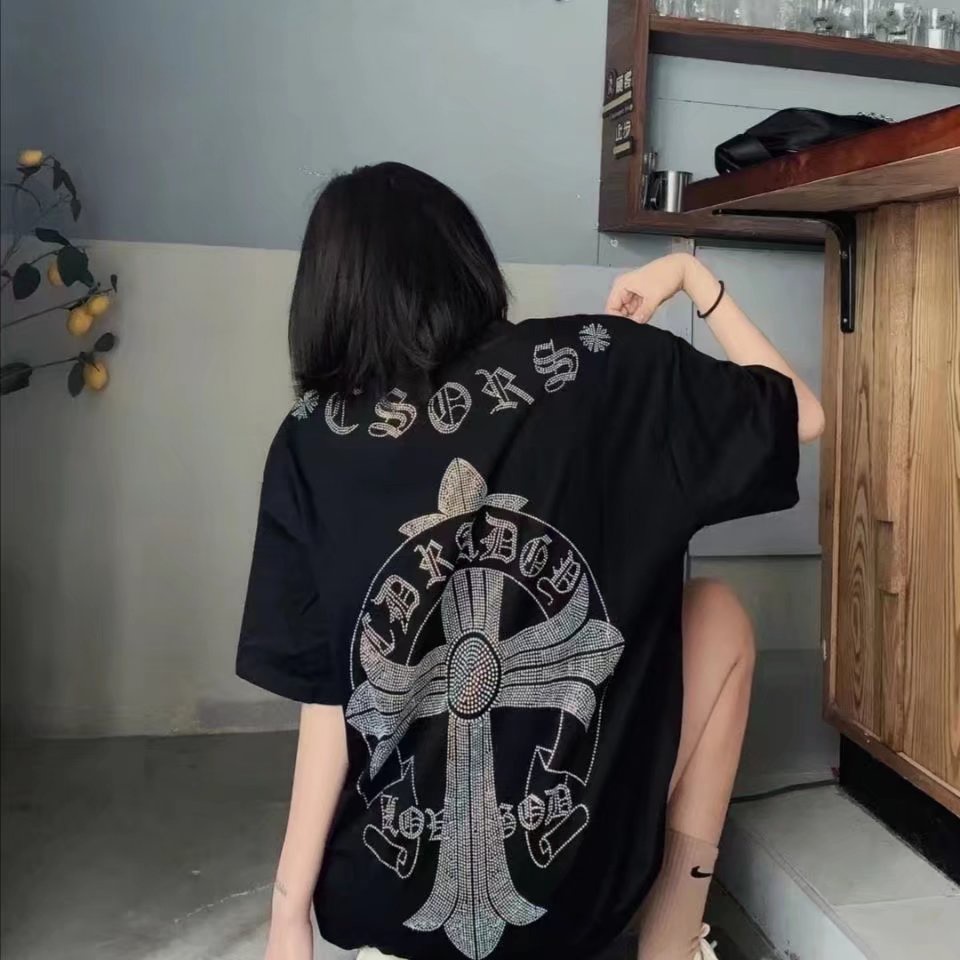 เสื้อยืดคอกลม แขนสั้น พิมพ์ลายกราฟฟิคไม้กางเขน ขนาดใหญ่ สไตล์เกาหลี แฟชั่นฤดูร้อน สําหรับผู้หญิง และผู้ชาย