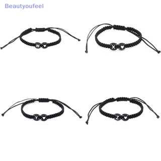 [Beautyoufeel] สร้อยข้อมือเชือกถัก แฮนด์เมด ปรับได้ ลายตัวอักษร 26 ตัว ของขวัญนําโชค สําหรับผู้หญิง ผู้ชาย