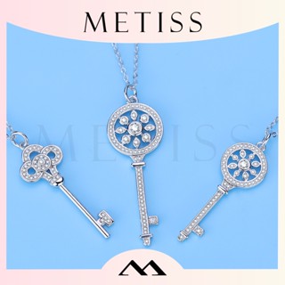 Metiss สร้อยคอแฟชั่น พร้อมจี้กุญแจ ประดับเพชร สีเงิน