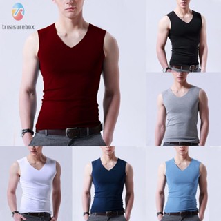 【TRSBX】เสื้อกล้าม แขนกุด ผ้าเรยอน แบบยืดหยุ่น สําหรับผู้ชาย