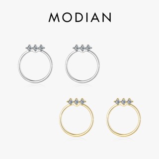 Modian ต่างหูสตั๊ด เงินแท้ 100% 925 ทรงกลม สีทอง เครื่องประดับแฟชั่น สําหรับผู้หญิง