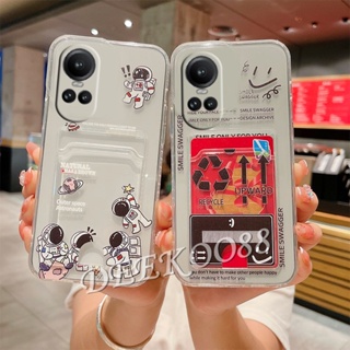 เคสโทรศัพท์มือถือแบบนิ่ม TPU ลายนักบินอวกาศน่ารัก พร้อมช่องใส่บัตร สําหรับ OPPO Reno10 Pro Plus Pro+ Reno8 T Z A96 A78 A77S A77 A76 A57 A17K A17 5G 4G 2023 Reno 10 10Pro 8 8T