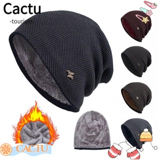 Cactu หมวกบีนนี่ลําลอง ผ้าฟลีซ แบบหนา ลายหัวกะโหลก สําหรับผู้ชาย