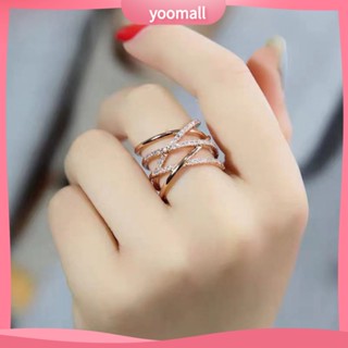 {YO} แหวนสวมนิ้วมือ ประดับพลอยเทียม หลายชั้น ปรับได้ เครื่องประดับ