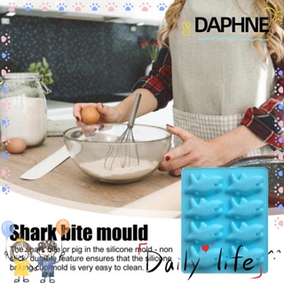 Daphne แม่พิมพ์ซิลิโคน รูปปลาฉลาม 8 กระเบื้อง แฮนด์เมด สําหรับตกแต่งเค้ก บิสกิต ถาดน้ําแข็ง