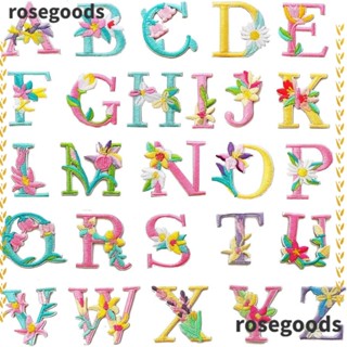 Rosegoods1 แผ่นแพทช์ ปักลายดอกไม้ตัวอักษร A-Z 2 ชุด 52 ชิ้น