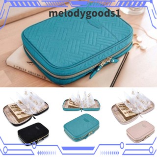 MELODYGOODS1 กระเป๋าเก็บเครื่องประดับ ต่างหู สร้อยคอ หนัง PU มีซิป แบบพกพา ทําความสะอาดง่าย สําหรับเดินทาง