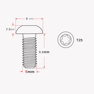 Torx T25 สกรูดิสก์เบรกจักรยาน หกเหลี่ยม 12 มม.