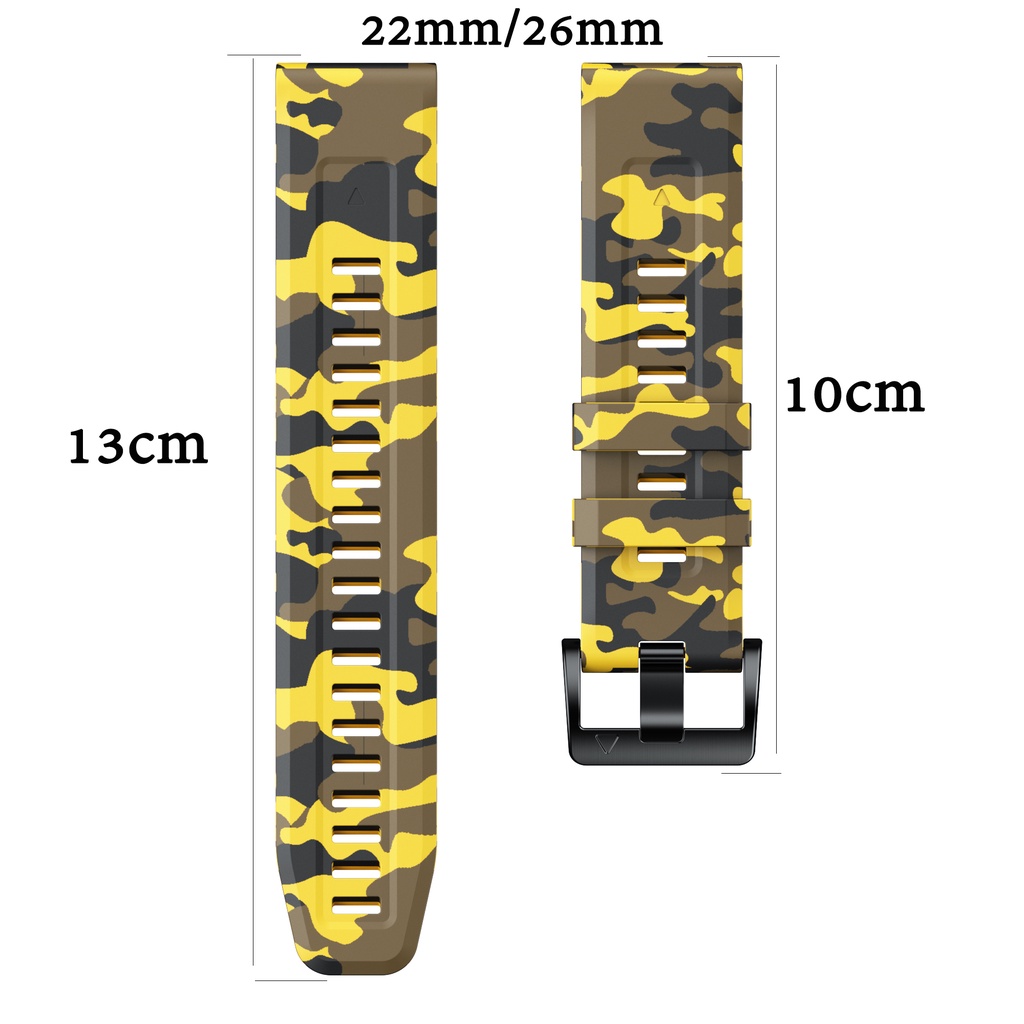 สายซิลิโคนCamouflage quick Releaseสร้อยข้อมือสําหรับGarmin Fenix 7 6 5 X Forerunner 965 935 945 745 Approach s60 s62 s70 47 มม.Instinct 2 Descent mk 1 2 i