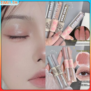 Gege Bear Double Head Liquid Eye Shadow Super Flash Matte Pearlescent Thin Shiny Film Overlay Brightening Eyeshadow Long Lasting Eye Makeup | อายแชโดว์ เวลา1