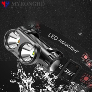 Myronghd ไฟฉายคาดศีรษะ LED ขนาดเล็ก แบบพกพา สีขาว สีเหลือง สําหรับตั้งแคมป์ เดินป่า ขี่จักรยาน