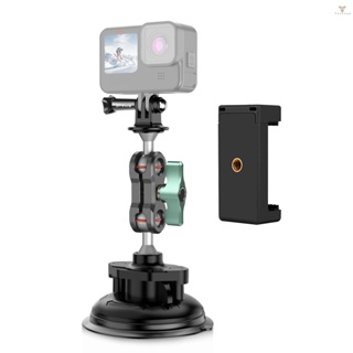 Fw PULUZ PU848 Suction Cup Mount for Phone Suction Camera Mount Dual 360° Rotatable Ballheads with Phone Holder Sports Camera Mounting Adapter Replacement for   11/10/9/8