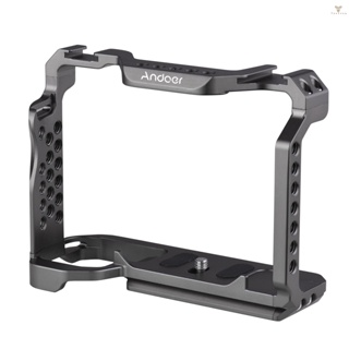 Fw Andoer Aluminum Alloy Camera Cage with Dual Cold Shoe Universal 1/4 3/8inch Threaded Holes with Magnetic Wrench Replacement for  A7SIII