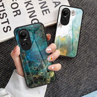 สําหรับ Oppo Reno10 เคสโทรศัพท์กระจกนิรภัย Reno10 Pro ขอบ TPU นิ่ม แข็ง กันกระแทก ฝาหลังป้องกัน