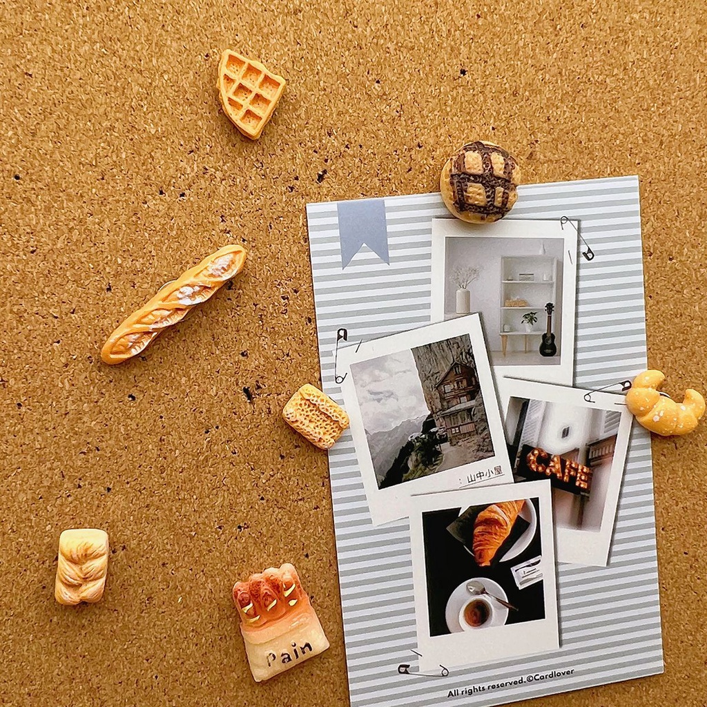 เล็บ Creative Thumbtack จําลองเบเกอรี่ขนมปัง Baguette น่ารัก Felt เล็บ Cork Board Photo Wall กระดานข